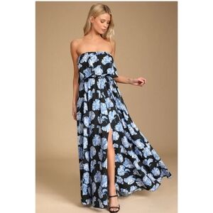 NWT  Lulus Love Boldly Maxi  floral print strapless dress